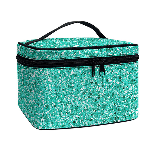 Teal (NOT Real) Glitter Print Travel Makeup Bag
