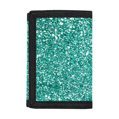 Teal (NOT Real) Glitter Print Trifold Wallet