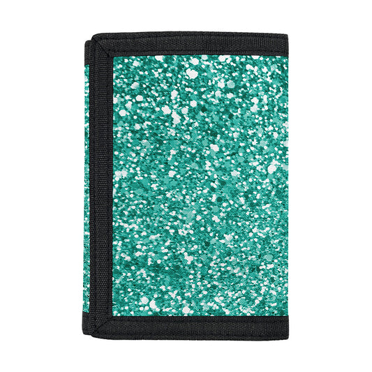 Teal (NOT Real) Glitter Print Trifold Wallet
