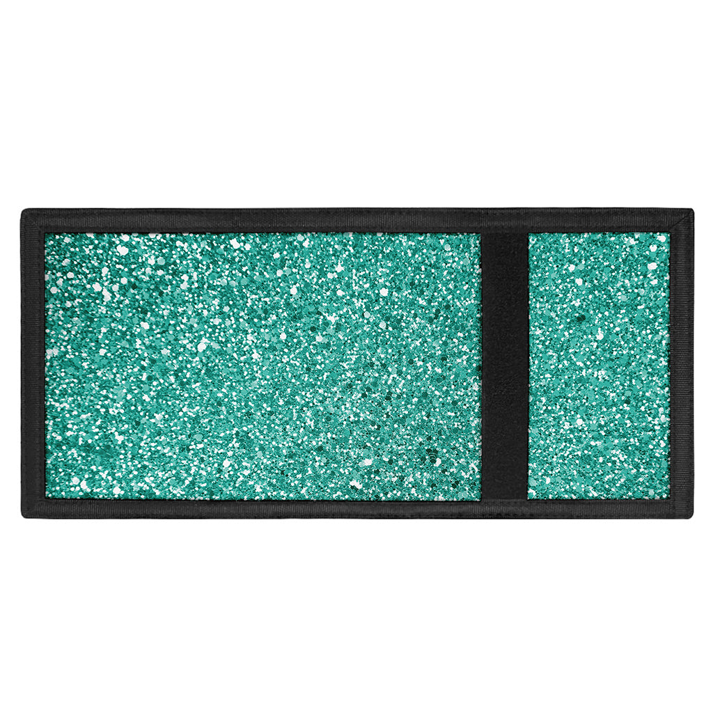 Teal (NOT Real) Glitter Print Trifold Wallet