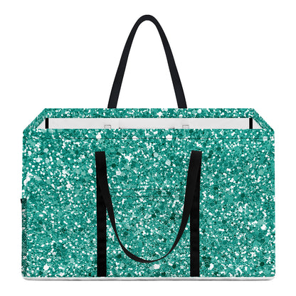 Teal (NOT Real) Glitter Print Utility Tote Bag
