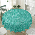 Teal (NOT Real) Glitter Print Waterproof Round Tablecloth