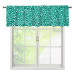 Teal (NOT Real) Glitter Print Window Valance