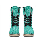 Teal (NOT Real) Glitter Print Winter Boots