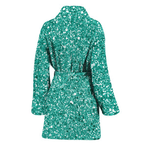 Teal (NOT Real) Glitter Print Women's Bathrobe