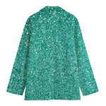 Teal (NOT Real) Glitter Print Women's Cotton Blazer