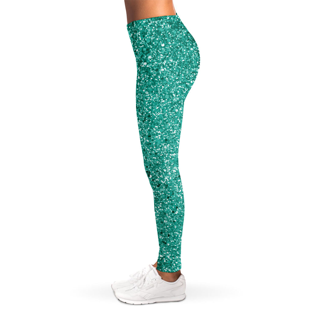 Teal (NOT Real) Glitter Print Women's Leggings