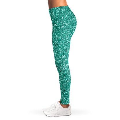 Teal (NOT Real) Glitter Print Women's Leggings