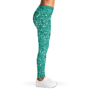 Teal (NOT Real) Glitter Print Women's Leggings