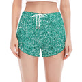 Teal (NOT Real) Glitter Print Women's Split Running Shorts