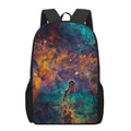 Teal Orange Universe Galaxy Space Print 17 Inch Backpack