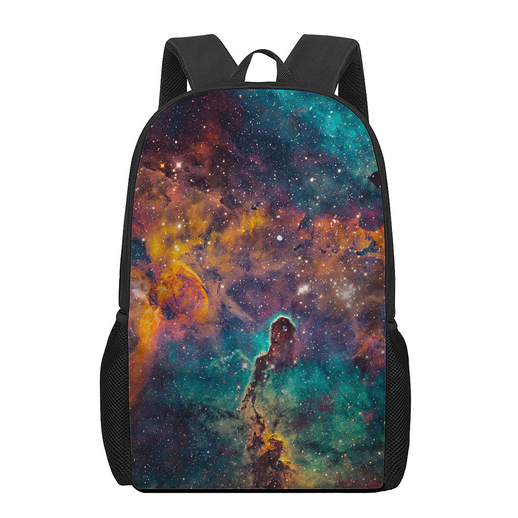 Teal Orange Universe Galaxy Space Print 17 Inch Backpack