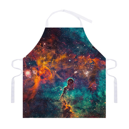 Teal Orange Universe Galaxy Space Print Adjustable Apron