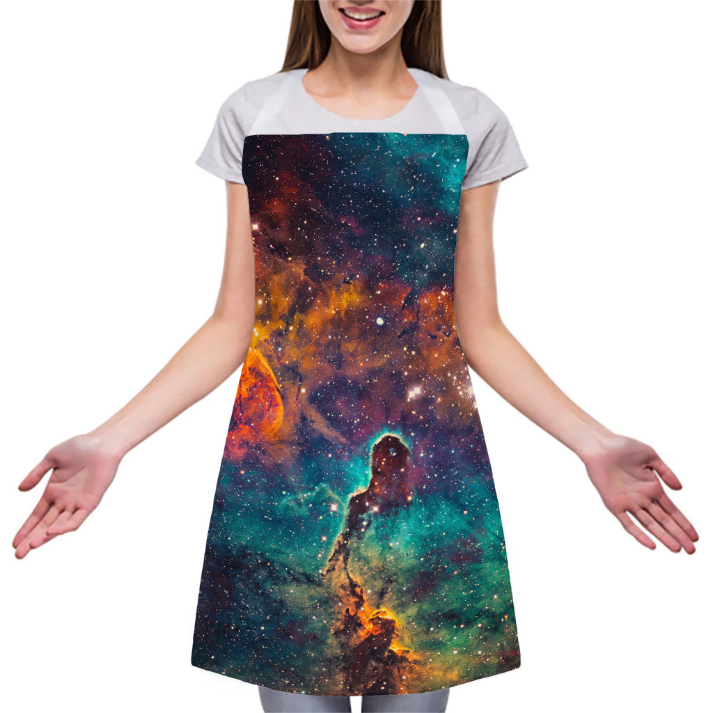 Teal Orange Universe Galaxy Space Print Adjustable Apron