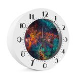 Teal Orange Universe Galaxy Space Print Alarm Clock