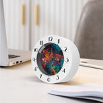 Teal Orange Universe Galaxy Space Print Alarm Clock