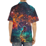 Teal Orange Universe Galaxy Space Print Aloha Shirt