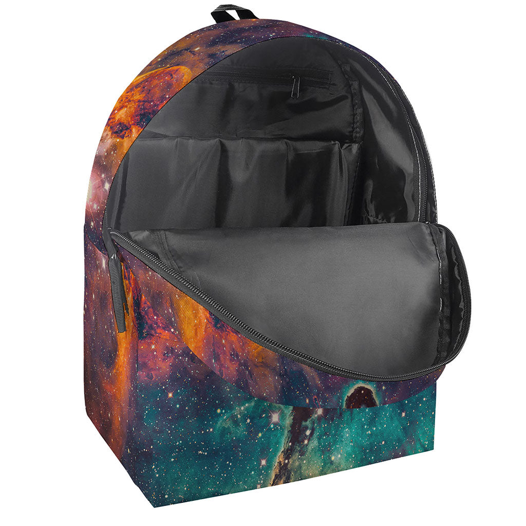 Teal Orange Universe Galaxy Space Print Backpack