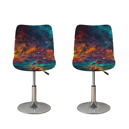 Teal Orange Universe Galaxy Space Print Bar Stool Covers