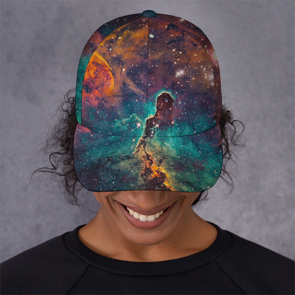 Teal Orange Universe Galaxy Space Print Baseball Cap