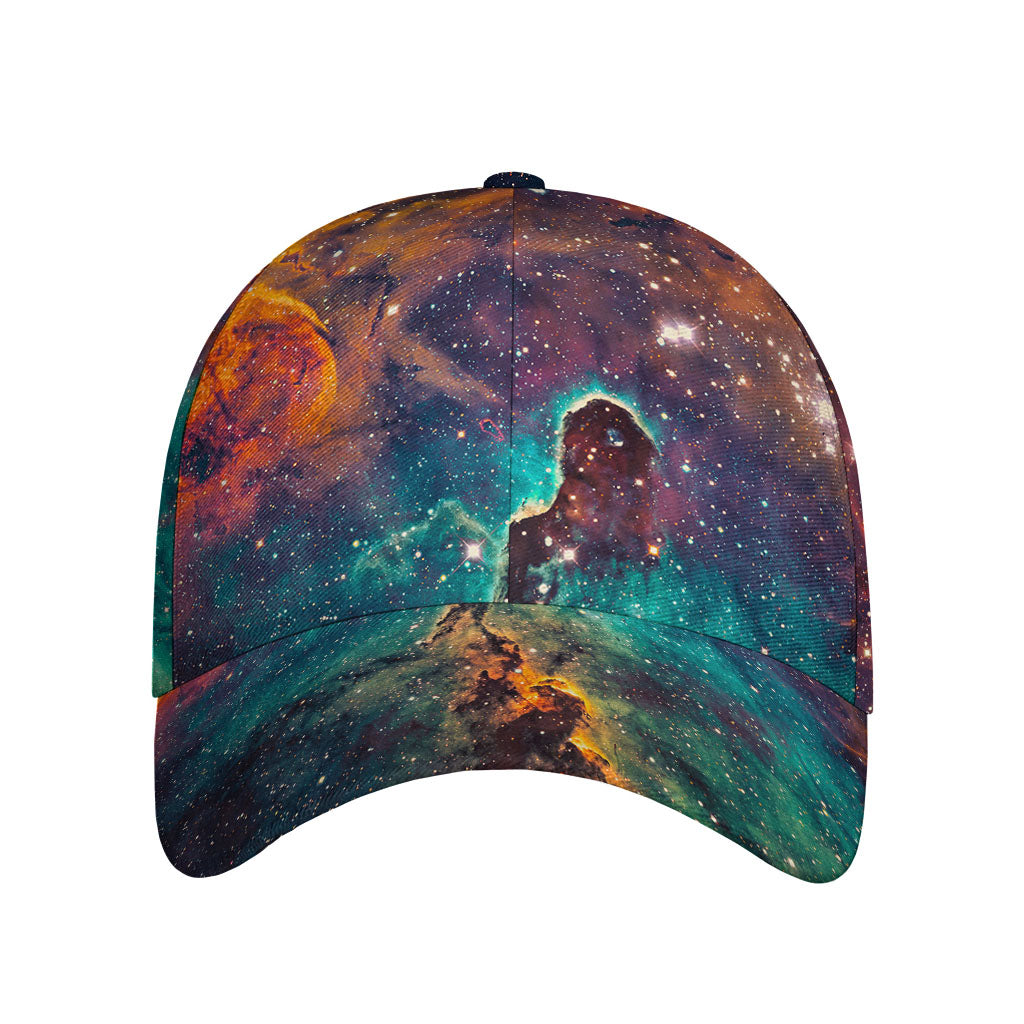 Teal Orange Universe Galaxy Space Print Baseball Cap