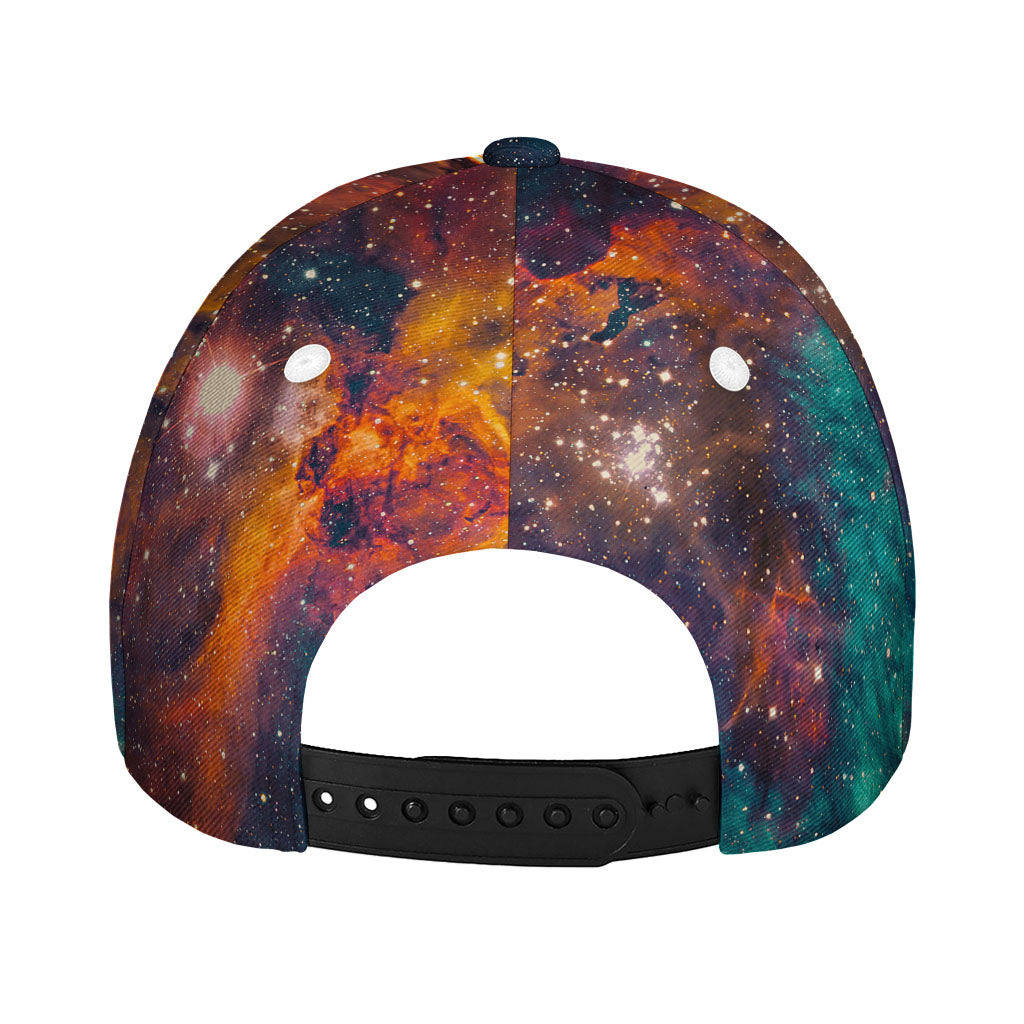 Teal Orange Universe Galaxy Space Print Baseball Cap