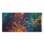 Teal Orange Universe Galaxy Space Print Beach Towel
