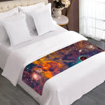 Teal Orange Universe Galaxy Space Print Bed Runner