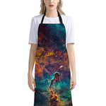 Teal Orange Universe Galaxy Space Print Bib Apron With Pocket
