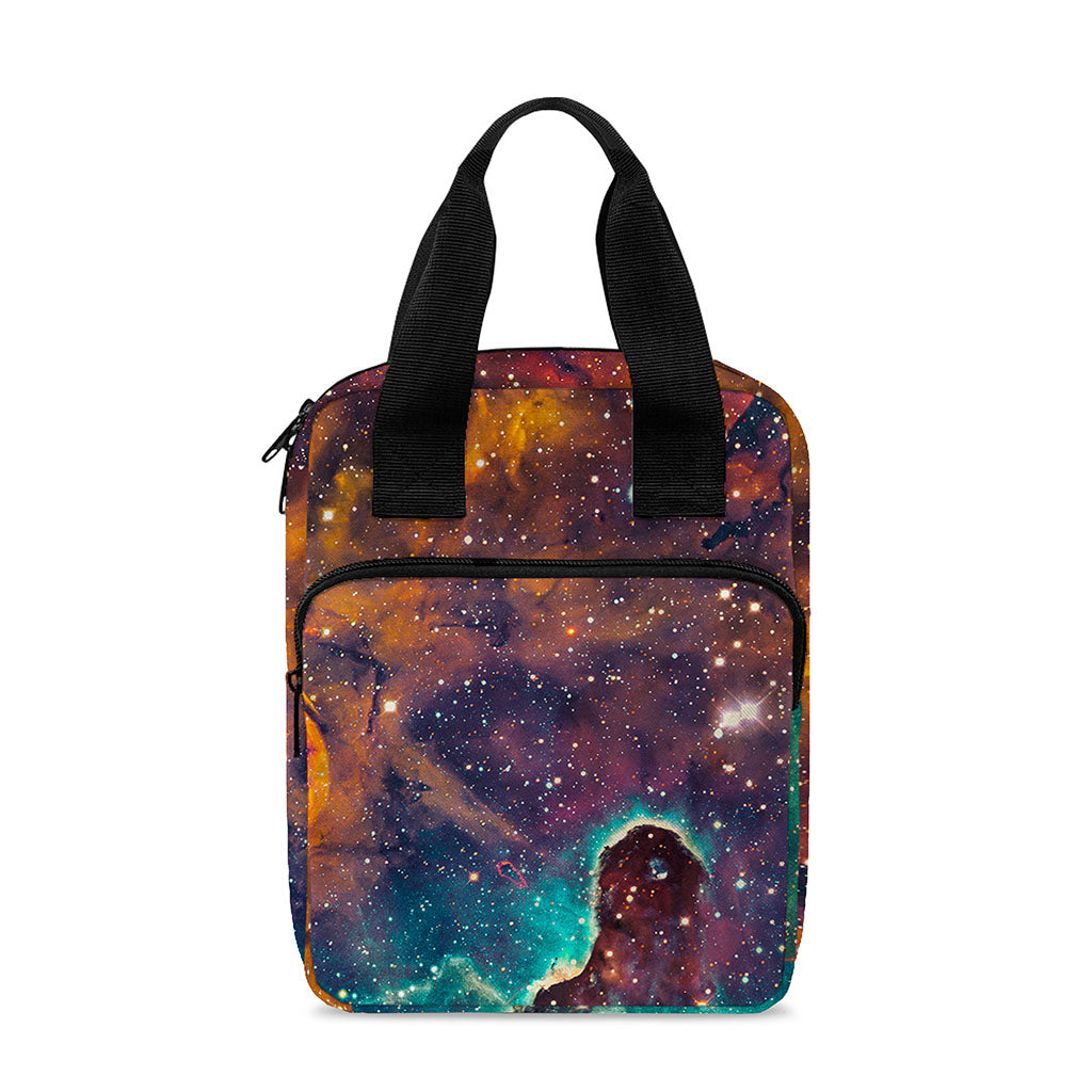 Teal Orange Universe Galaxy Space Print Bible Tote Bag