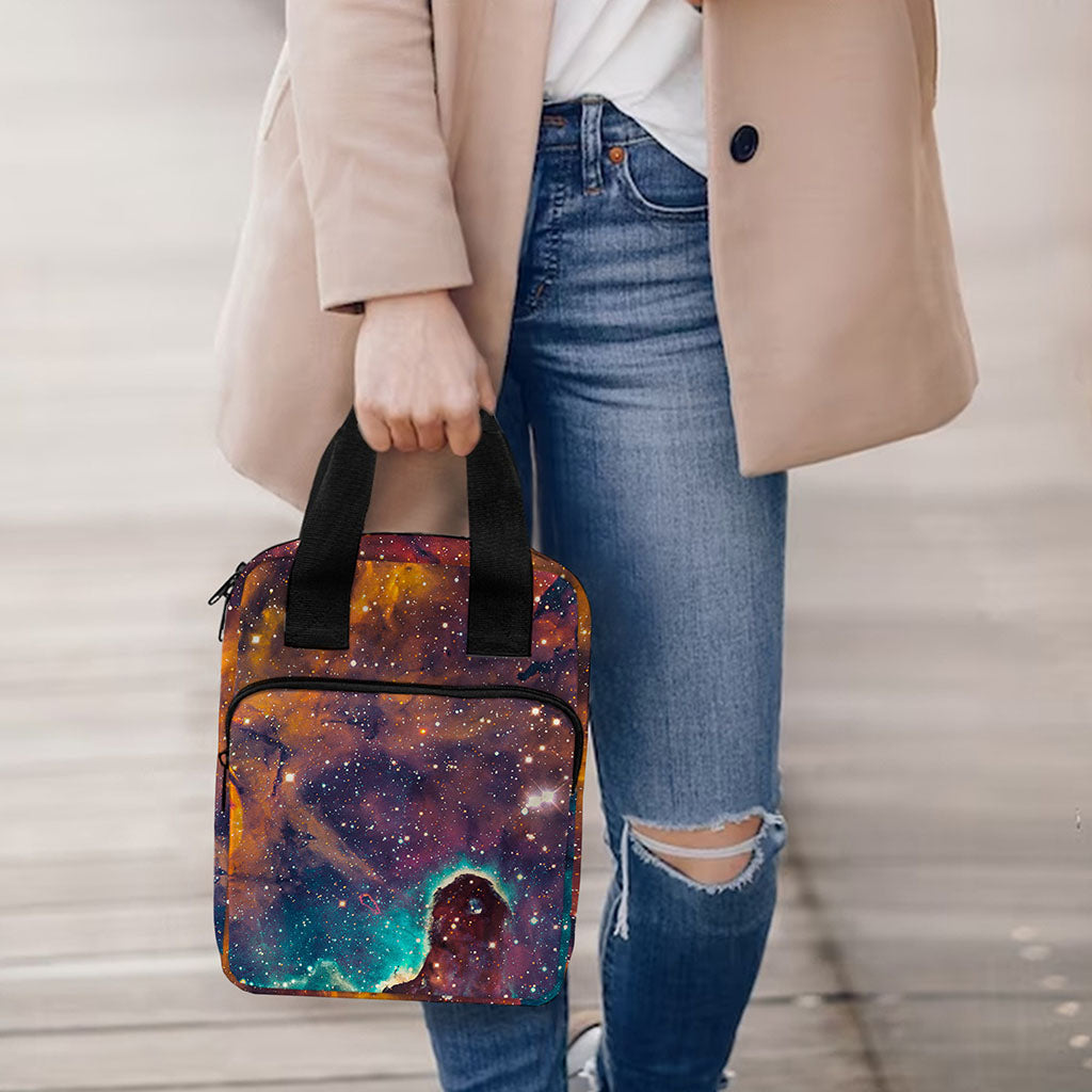 Teal Orange Universe Galaxy Space Print Bible Tote Bag