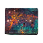 Teal Orange Universe Galaxy Space Print Bifold Wallet