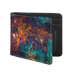 Teal Orange Universe Galaxy Space Print Bifold Wallet