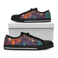 Teal Orange Universe Galaxy Space Print Black Low Top Sneakers