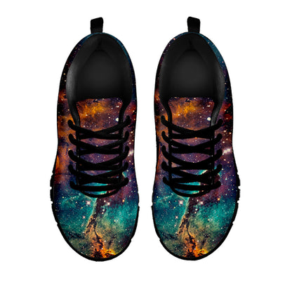 Teal Orange Universe Galaxy Space Print Black Running Shoes