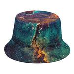 Teal Orange Universe Galaxy Space Print Bucket Hat