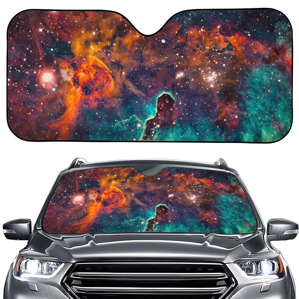 Teal Orange Universe Galaxy Space Print Car Windshield Sun Shade