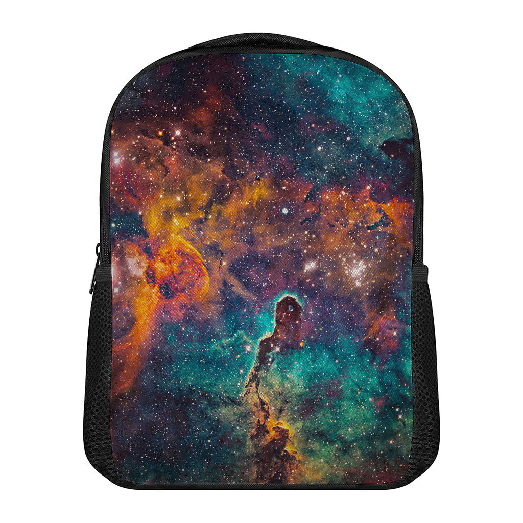 Teal Orange Universe Galaxy Space Print Casual Backpack