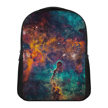 Teal Orange Universe Galaxy Space Print Casual Backpack