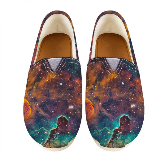 Teal Orange Universe Galaxy Space Print Casual Shoes