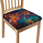 Teal Orange Universe Galaxy Space Print Chair Cushion Cover
