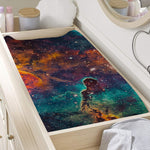 Teal Orange Universe Galaxy Space Print Changing Pad Cover
