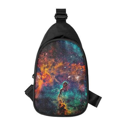 Teal Orange Universe Galaxy Space Print Chest Bag