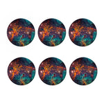 Teal Orange Universe Galaxy Space Print Coaster Set