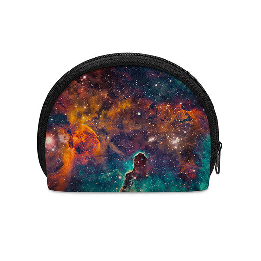 Teal Orange Universe Galaxy Space Print Coin Purse