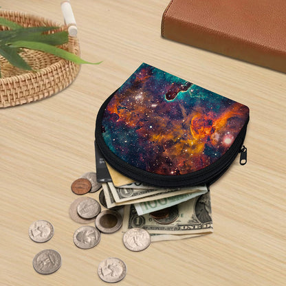 Teal Orange Universe Galaxy Space Print Coin Purse