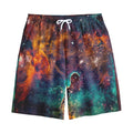 Teal Orange Universe Galaxy Space Print Cotton Shorts