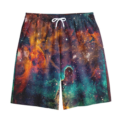 Teal Orange Universe Galaxy Space Print Cotton Shorts