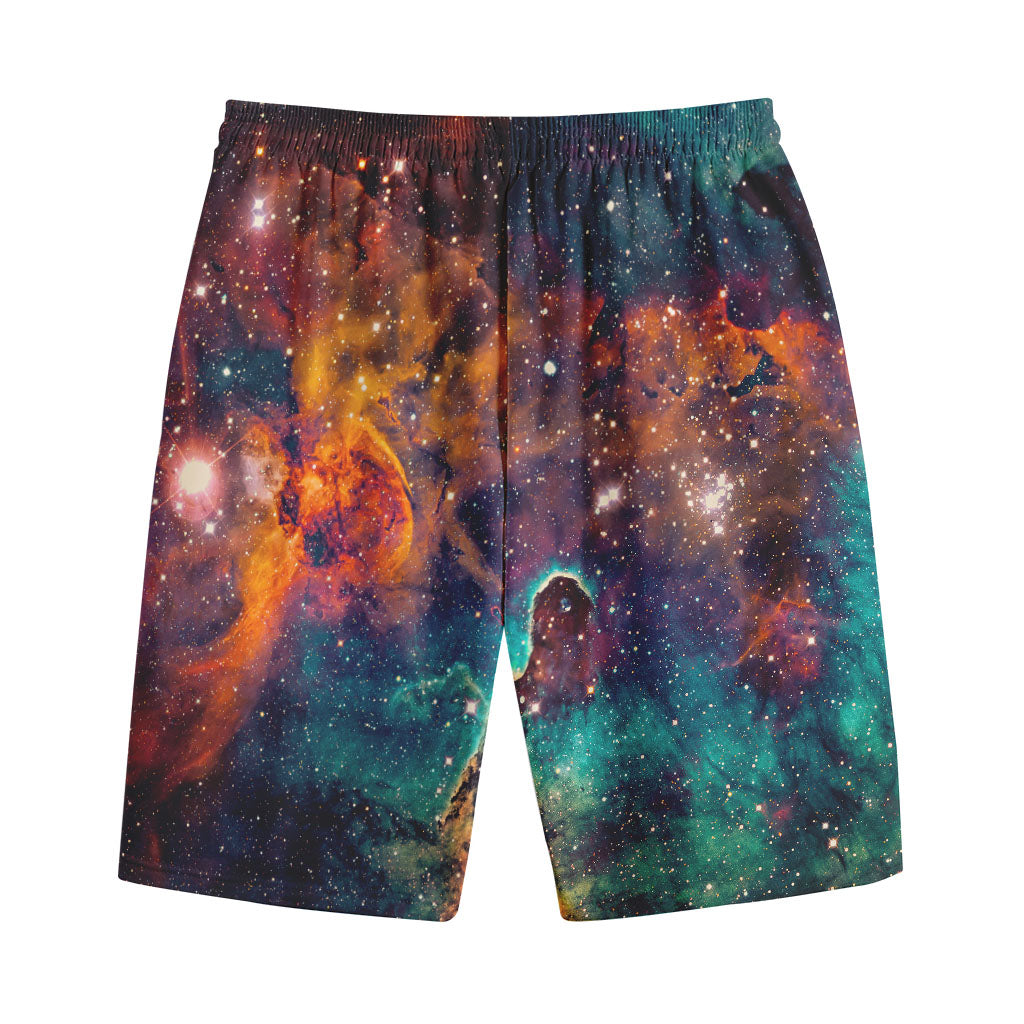Teal Orange Universe Galaxy Space Print Cotton Shorts