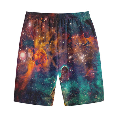 Teal Orange Universe Galaxy Space Print Cotton Shorts